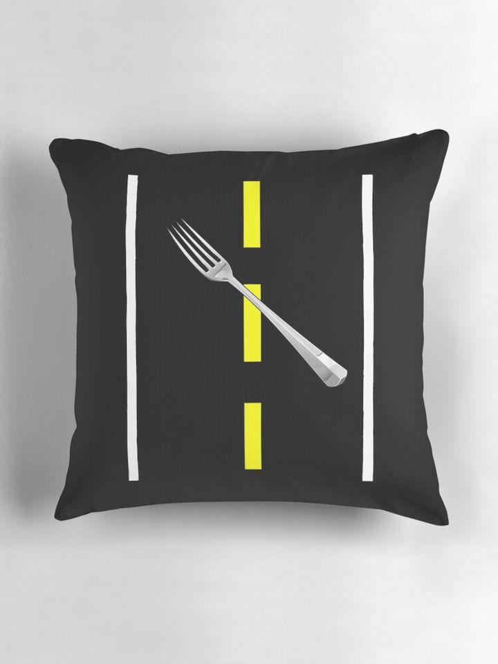 A Fork in the Road Funny Halloween Pillow