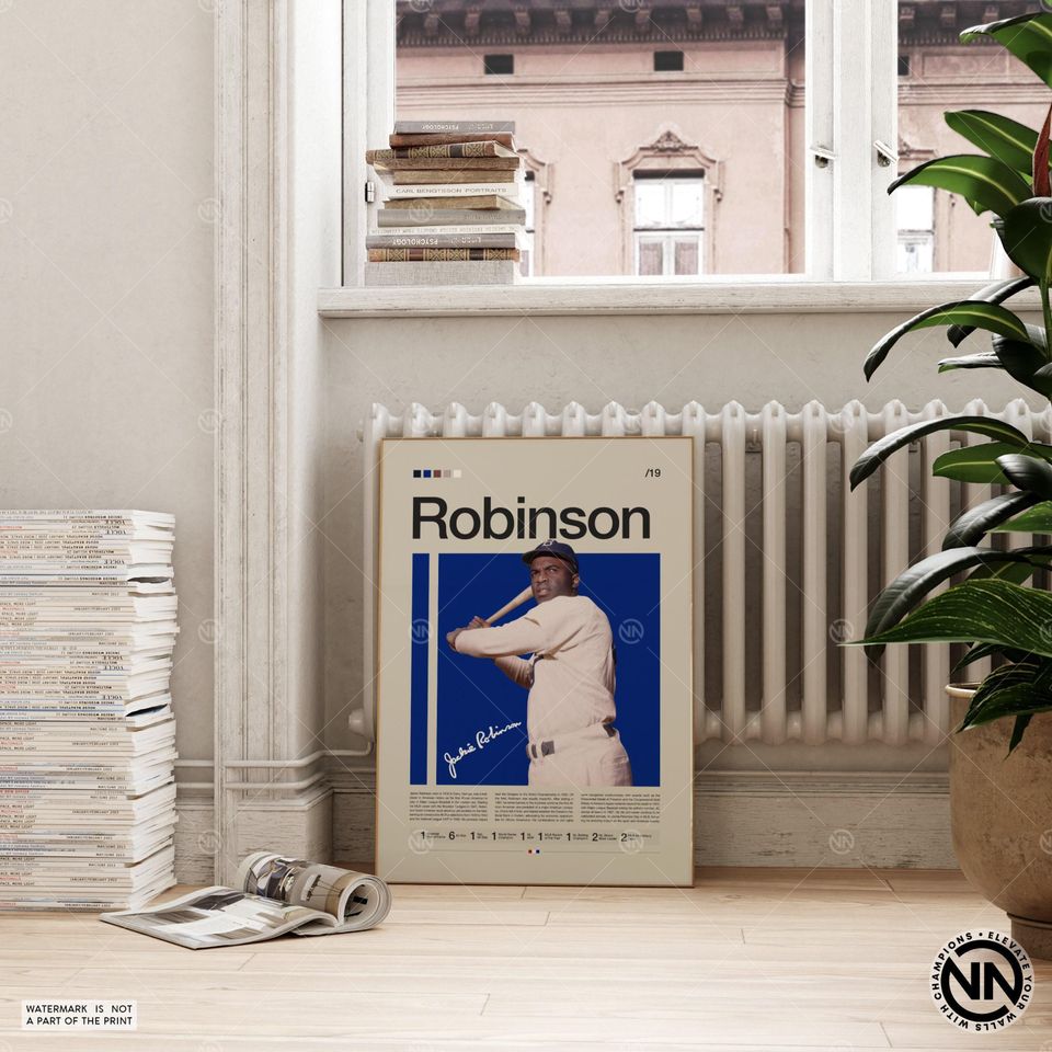 Jackie Robinson Poster, Brooklyn Dodgers, Baseball Prints, Sports Poster, Baseball Player Gift, Baseball Wall Art, Sports Bedroom Posters