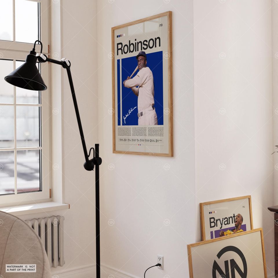 Jackie Robinson Poster, Brooklyn Dodgers, Baseball Prints, Sports Poster, Baseball Player Gift, Baseball Wall Art, Sports Bedroom Posters