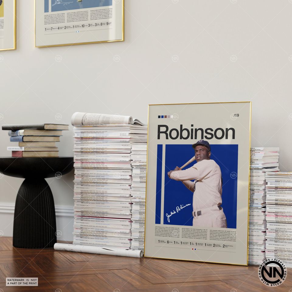 Jackie Robinson Poster, Brooklyn Dodgers, Baseball Prints, Sports Poster, Baseball Player Gift, Baseball Wall Art, Sports Bedroom Posters