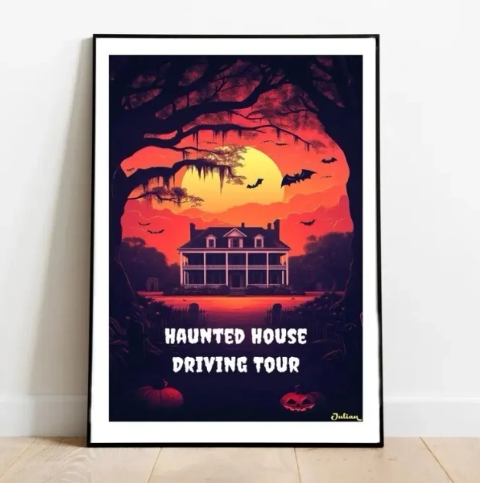 Haunted House Halloween Poster - Matte Vertical Posters, Halloween Art Print