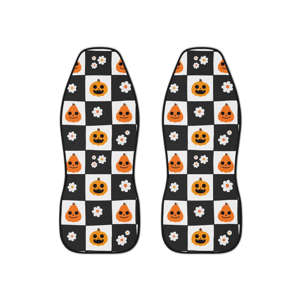 Pumpkin & Daisy Car Seat Covers: Halloween Car Decor