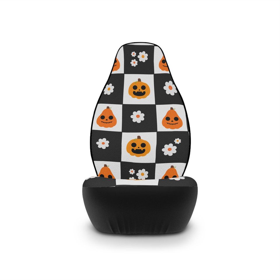 Pumpkin & Daisy Car Seat Covers: Halloween Car Decor