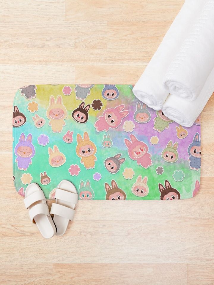 Labubu Pattern Bath Mat, For Bathroom, For Kitchen