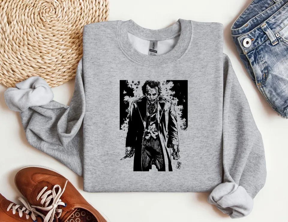Joker Silhouette Sweatshirt, Batman Sweatshirt, Oversized Crewneck