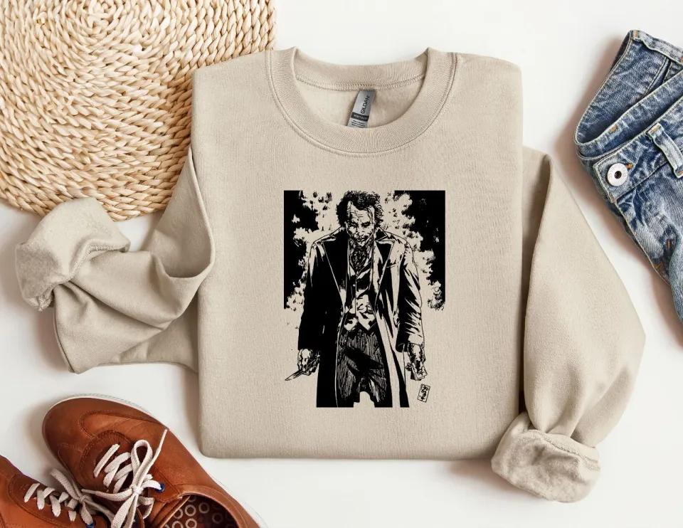 Joker Silhouette Sweatshirt, Batman Sweatshirt, Oversized Crewneck
