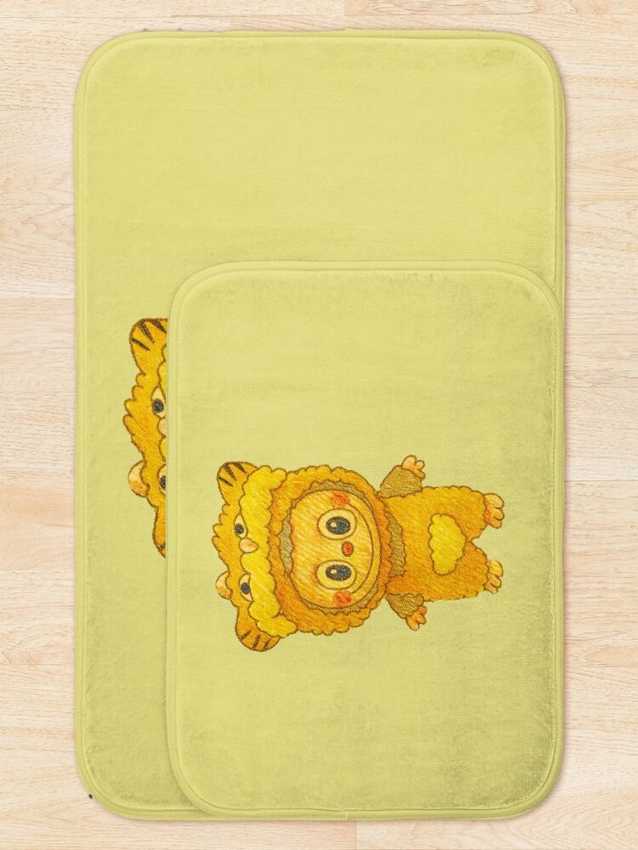 Yellow Labubu Bath Mat, For Bathroom, For Kitchen