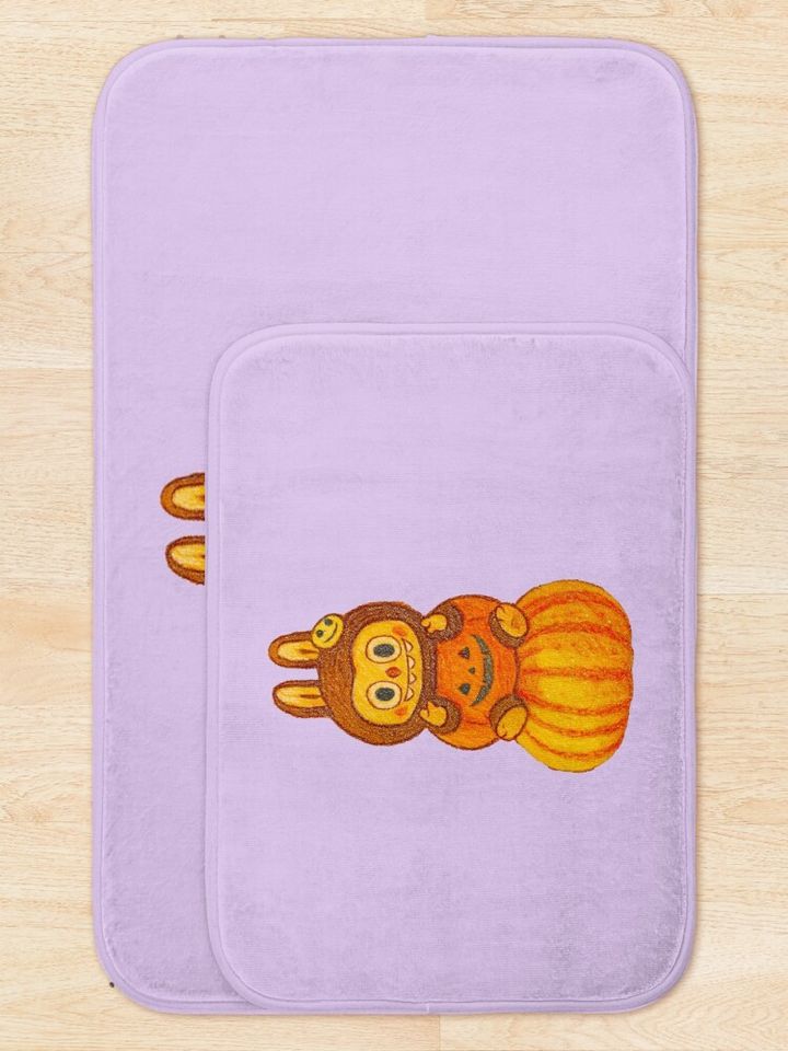 Pumpkin Labubu Bath Mat, For Bathroom, For Kitchen