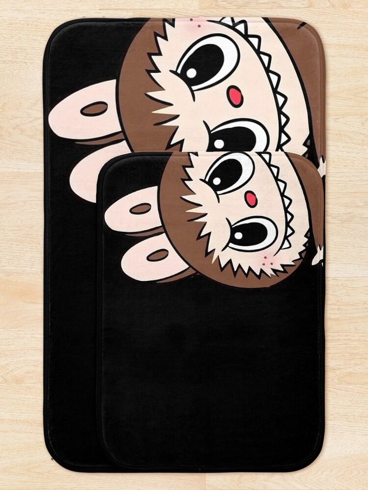 Labubu zimomo monster CHESTNUT BROWN Bath Mat, For Bathroom, For Kitchen