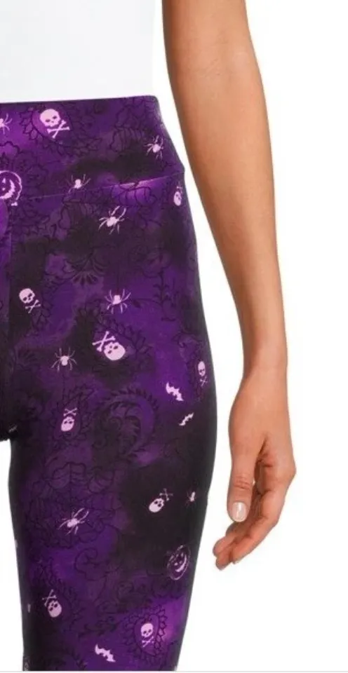 Women's Printed Leggings Halloween Purple Skulls