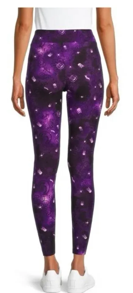 Women's Printed Leggings Halloween Purple Skulls
