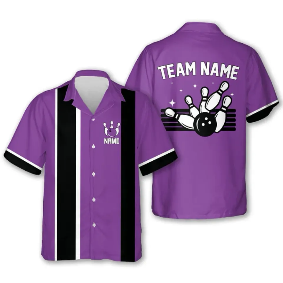 Customized Name Bowling Multi Color Hawaiian Shirt