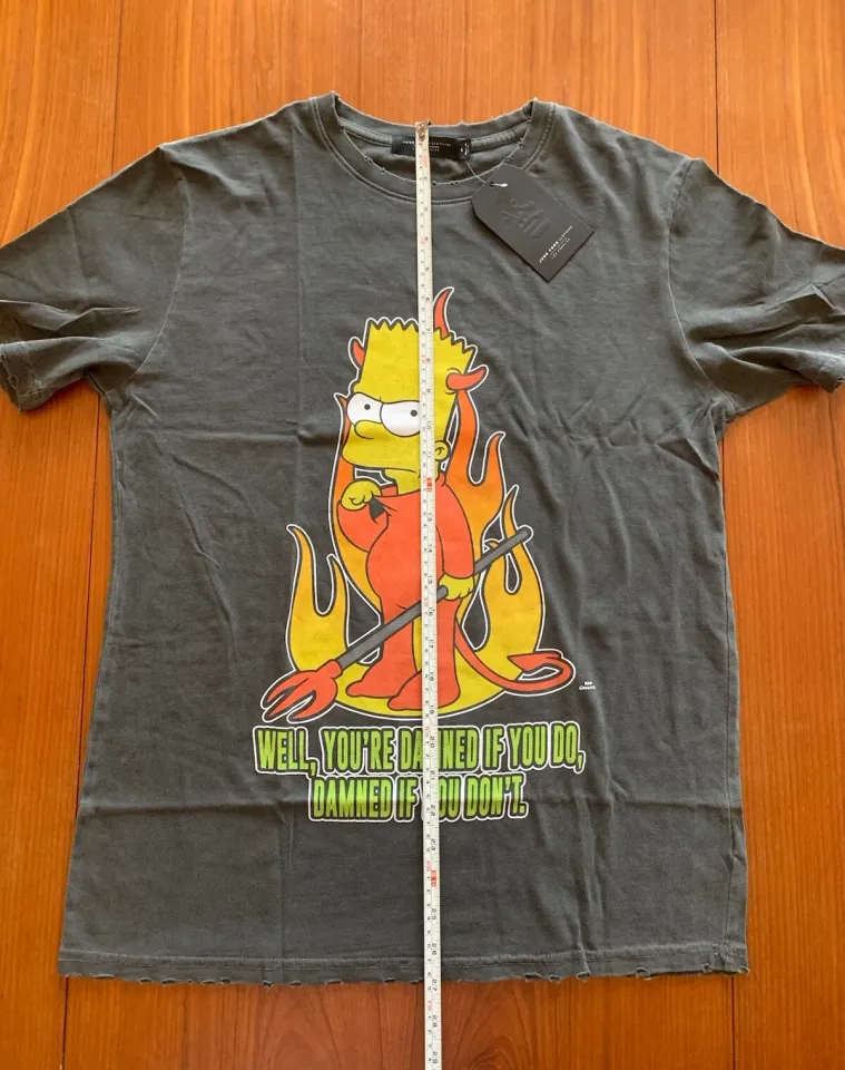 Junk Food Clothing The Simpsons Mens T-Shirt Medium Grey Bart Devil Retro