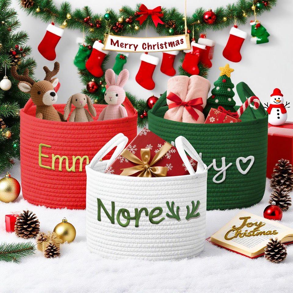 Personalized Christmas Baby Basket: Holiday Keepsake Storage