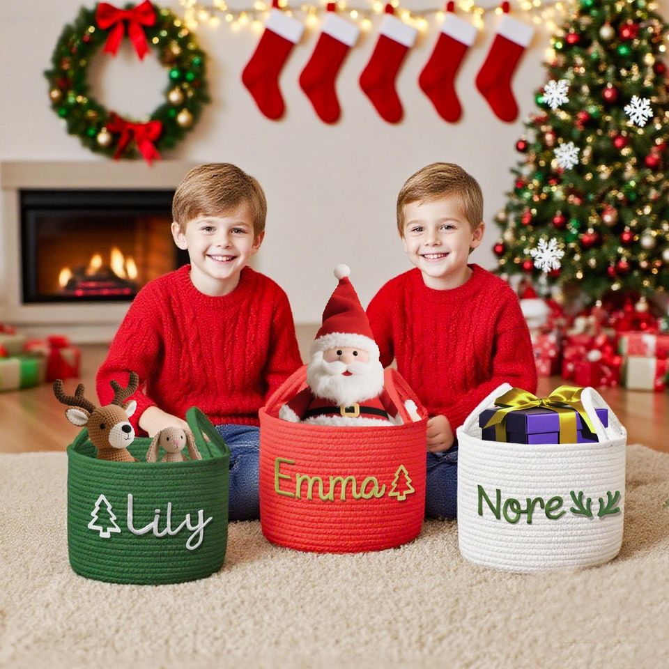 Personalized Christmas Baby Basket: Holiday Keepsake Storage