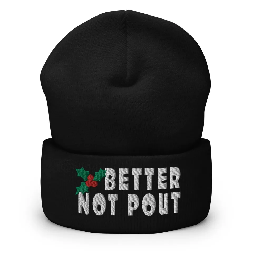 Better Not Pout Christmas Knit Beanie Hat for Men Women