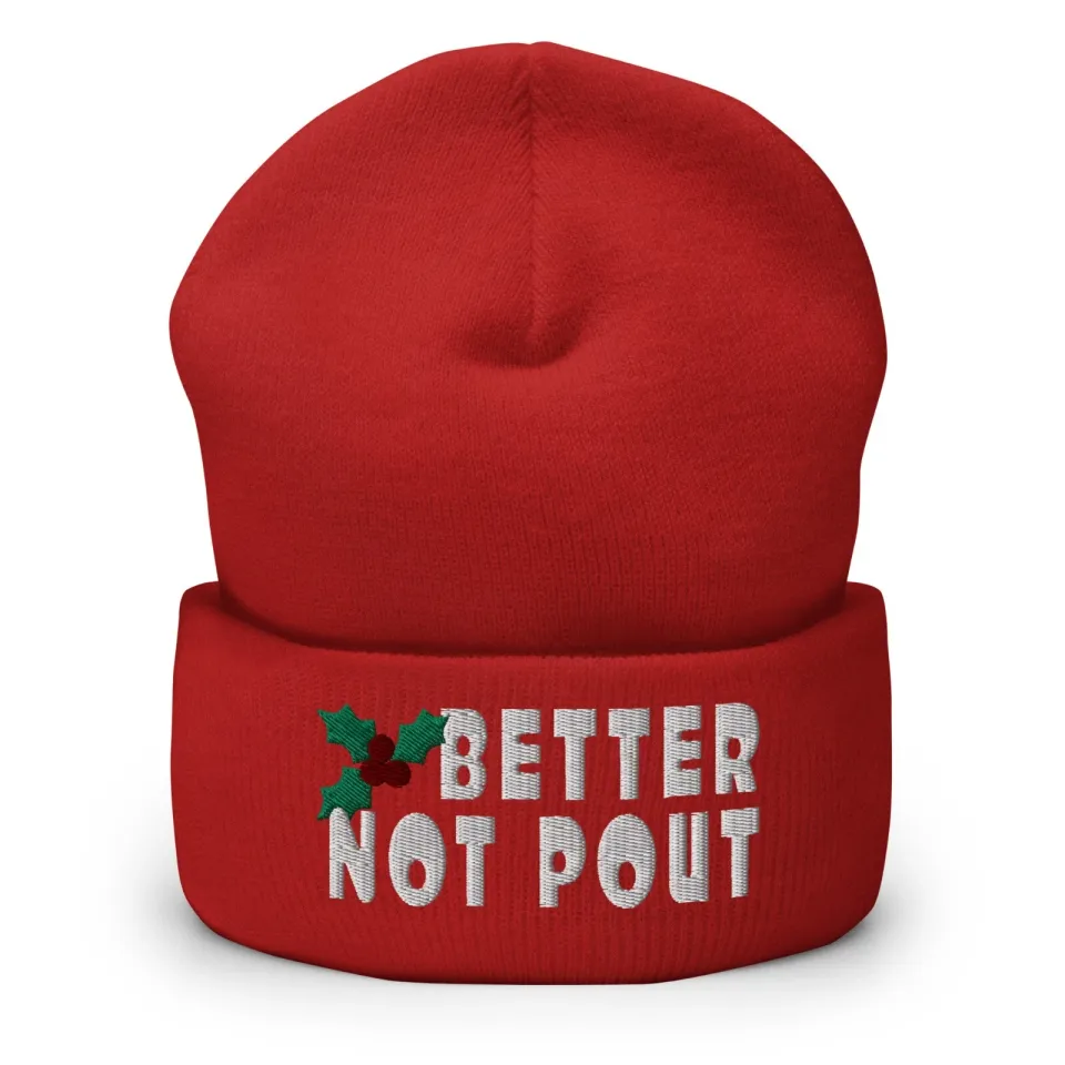 Better Not Pout Christmas Knit Beanie Hat for Men Women