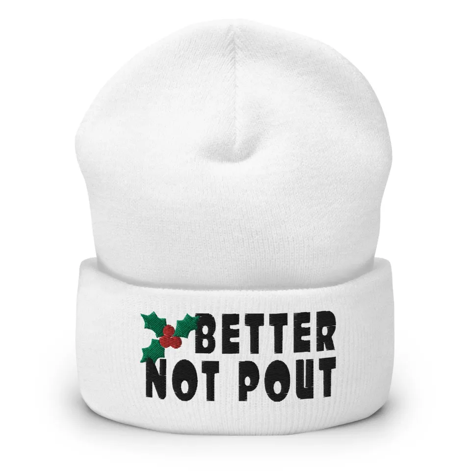 Better Not Pout Christmas Knit Beanie Hat for Men Women
