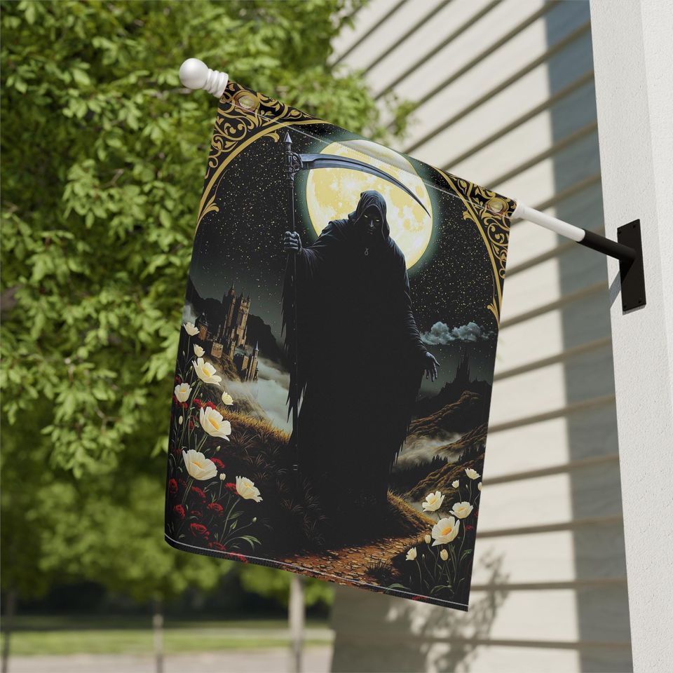 Gothic Grim Reaper Yard Flag: Halloween Haunted House Decor