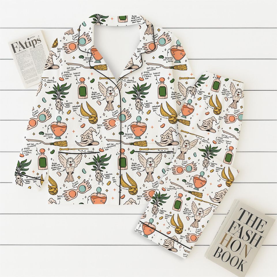 Halloween HP Movie Pajama Set, Wizard Movie Nightwear, Magic Kingdom Sleepwear for Witch Fans
