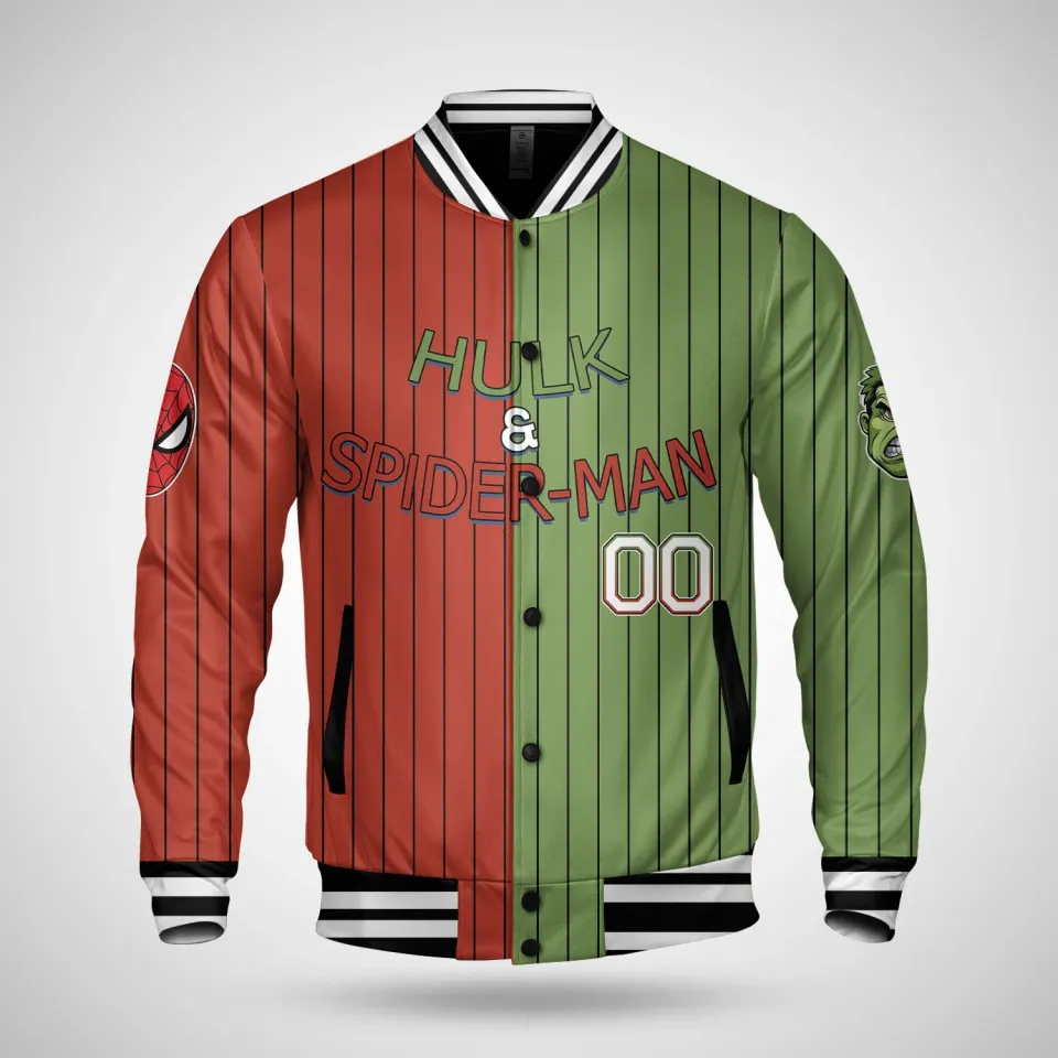 Personalized Hulk & Spiderman Superhero Characters Men's Jacket