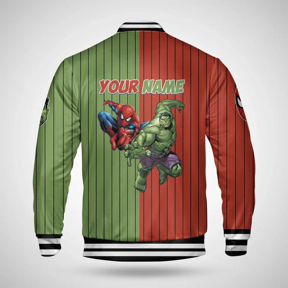 Personalized Hulk & Spiderman Superhero Characters Men's Jacket