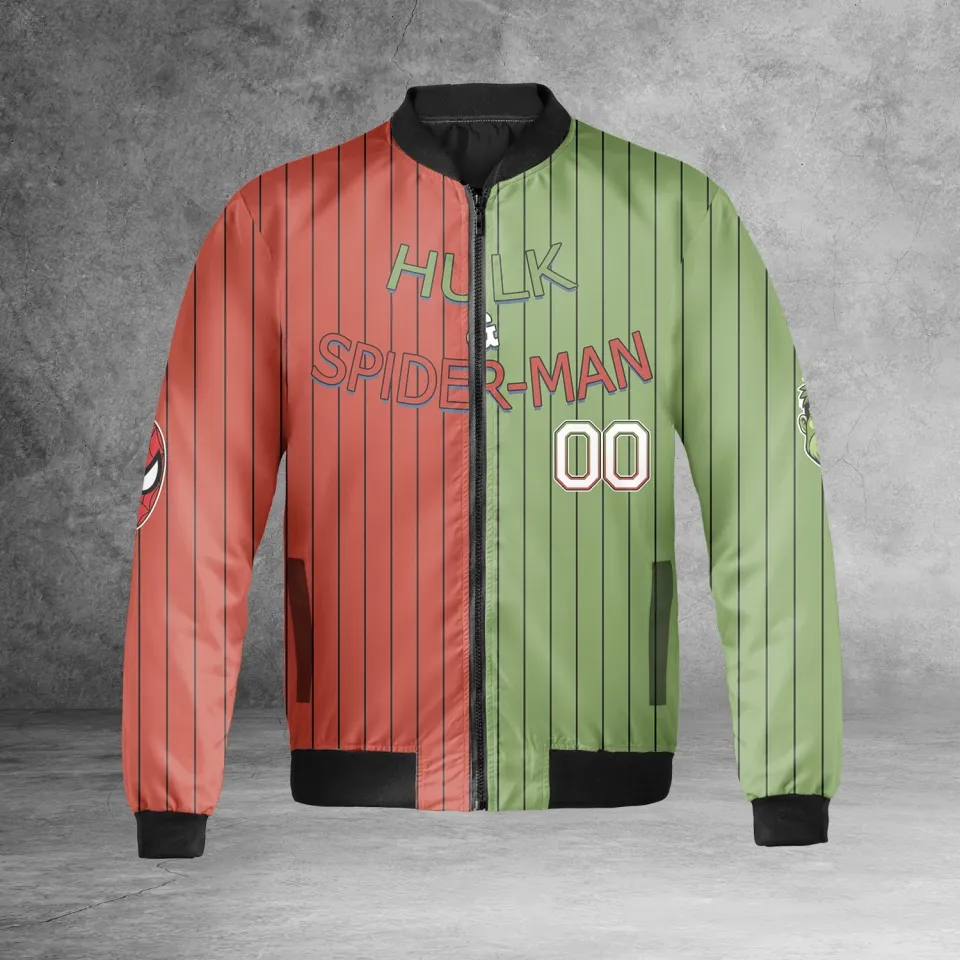 Personalized Hulk & Spiderman Superhero Characters Men's Jacket