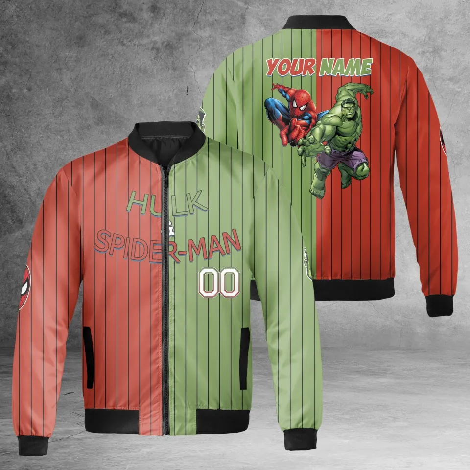 Personalized Hulk & Spiderman Superhero Characters Men's Jacket