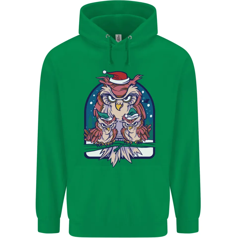 Bah Humbug Grumpy Christmas Owls Men's Hoodie
