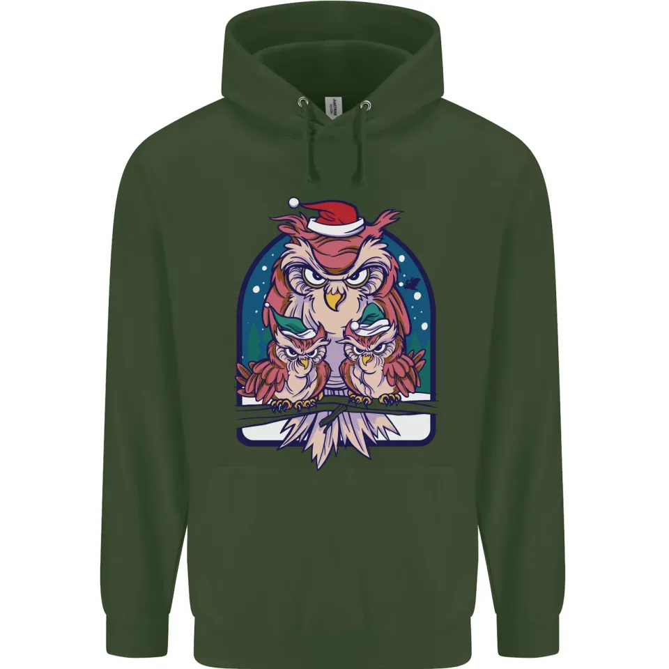 Bah Humbug Grumpy Christmas Owls Men's Hoodie