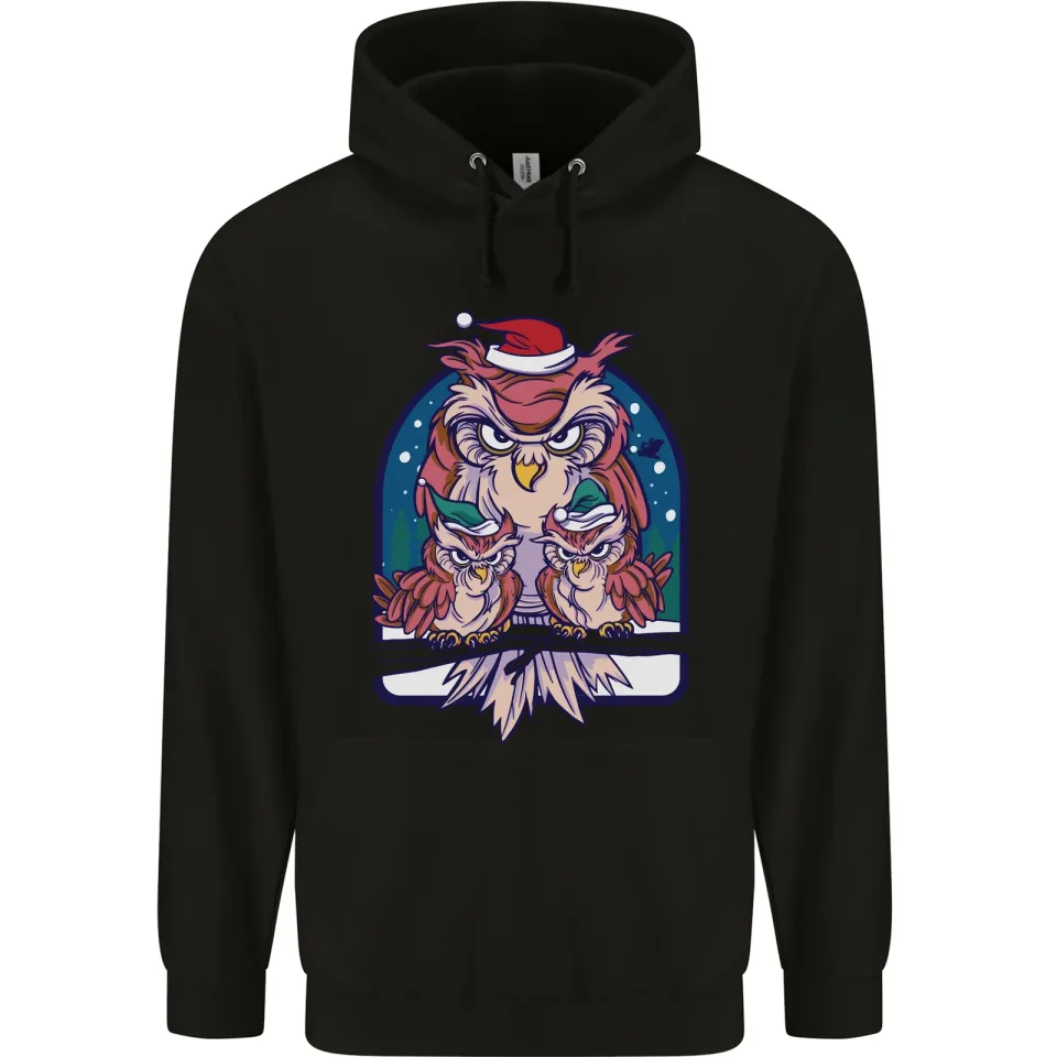 Bah Humbug Grumpy Christmas Owls Men's Hoodie