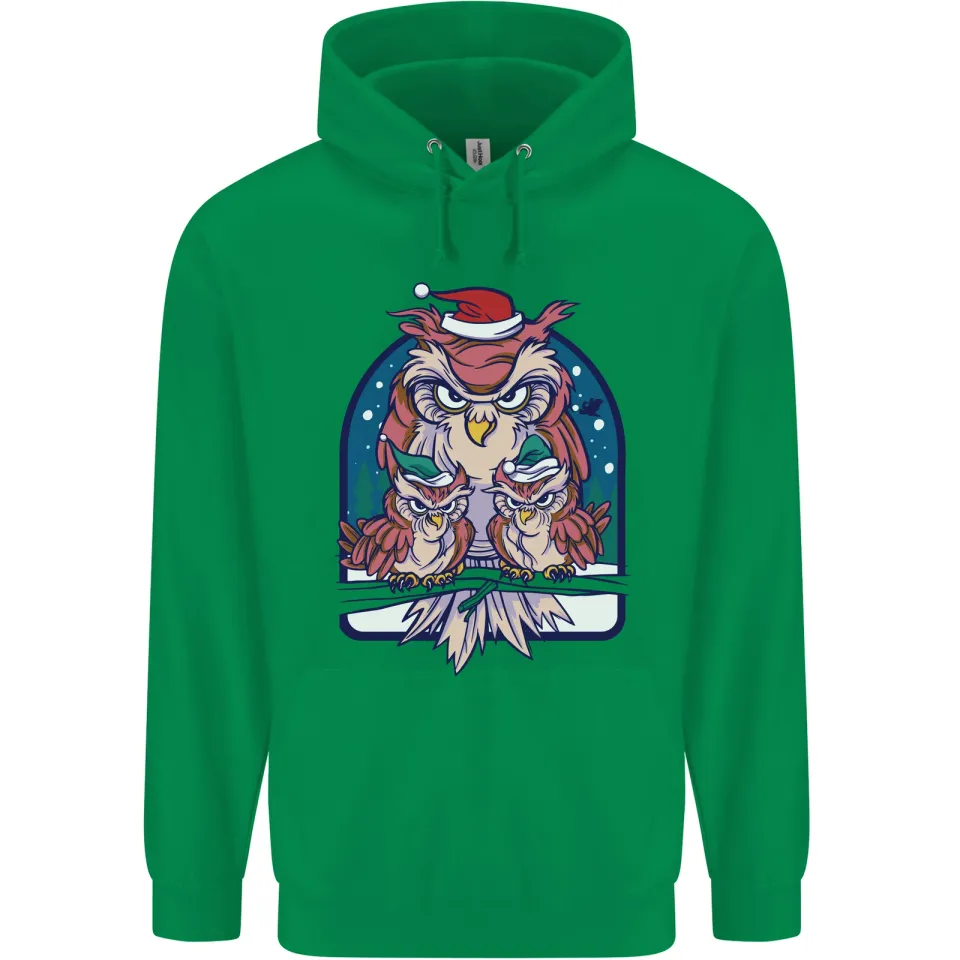 Bah Humbug Grumpy Christmas Owls Men's Hoodie