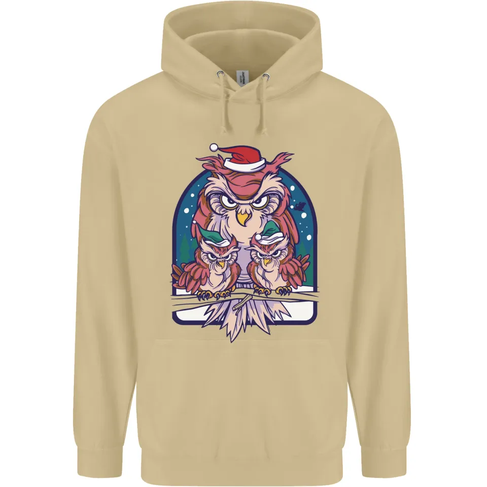 Bah Humbug Grumpy Christmas Owls Men's Hoodie