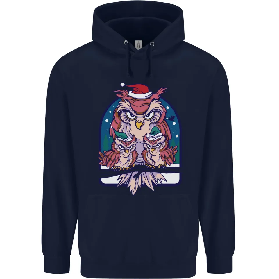 Bah Humbug Grumpy Christmas Owls Men's Hoodie