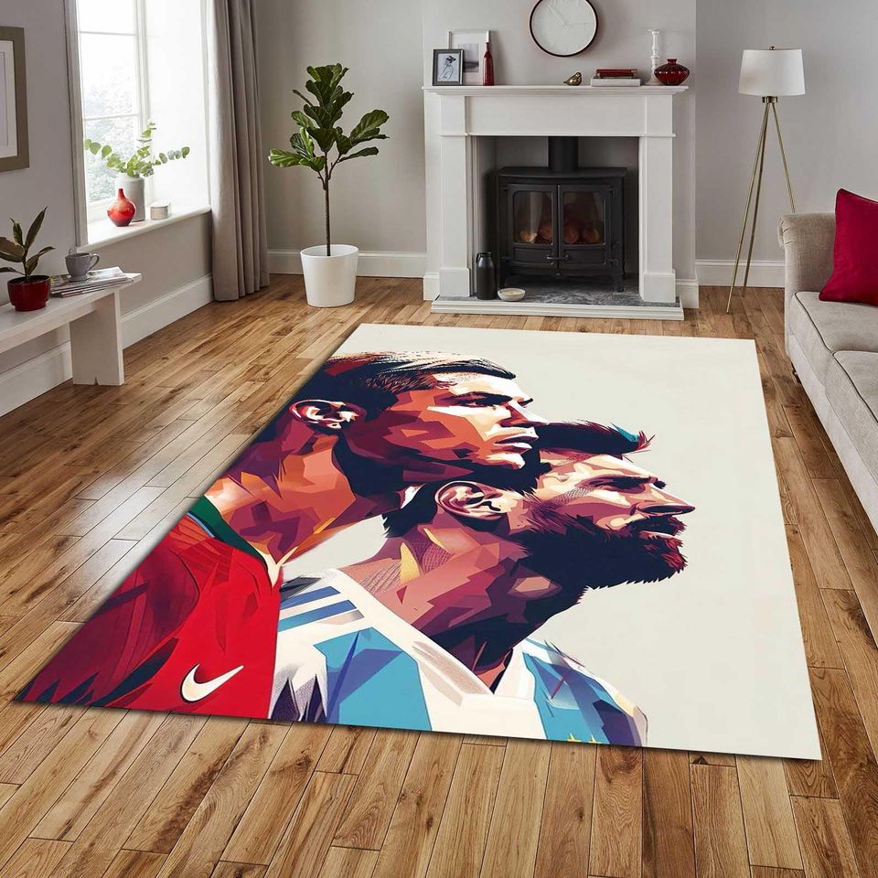 Messi Rug, Ronaldo Rug, Messi and Ronaldo Rug, Football Player Rug, Goat Rug