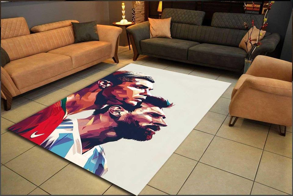 Messi Rug, Ronaldo Rug, Messi and Ronaldo Rug, Football Player Rug, Goat Rug