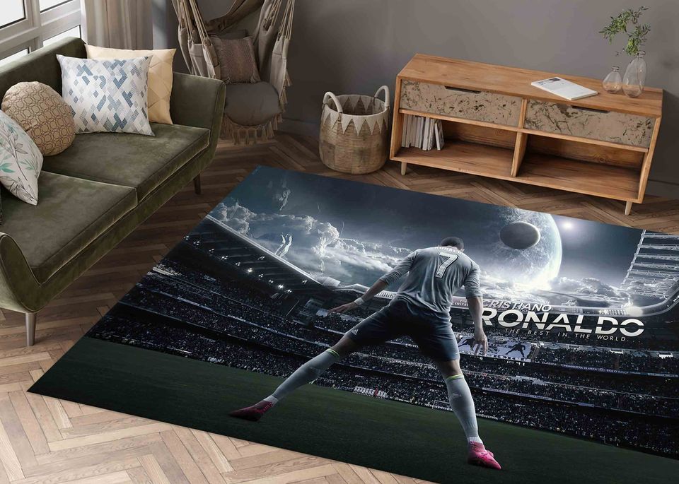 Cristiano Ronaldo Rug, Ronaldo Lover Gift Rug, Man Cave Rug, Runner Wall Hanging