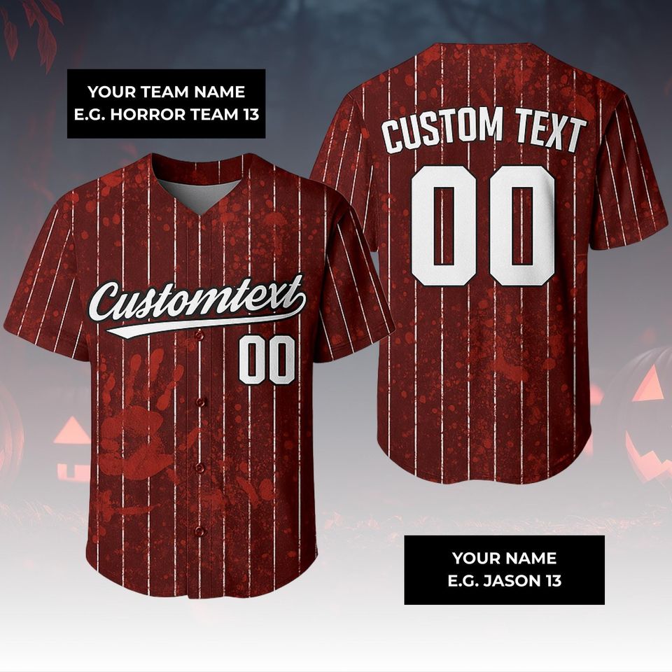 Personalized Halloween Horror Baseball Jersey, Spooky Scary Shirt