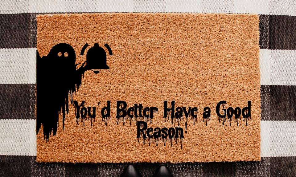 Funny Ghost Halloween Doormat: Spooky Welcome Mat, Natural Coir