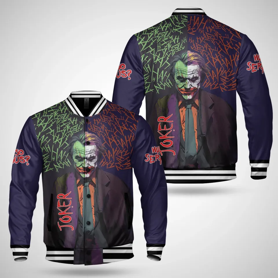 Joker Why So Serious Horror Clown Bomber Jacket for Men, Dad, Grandpa