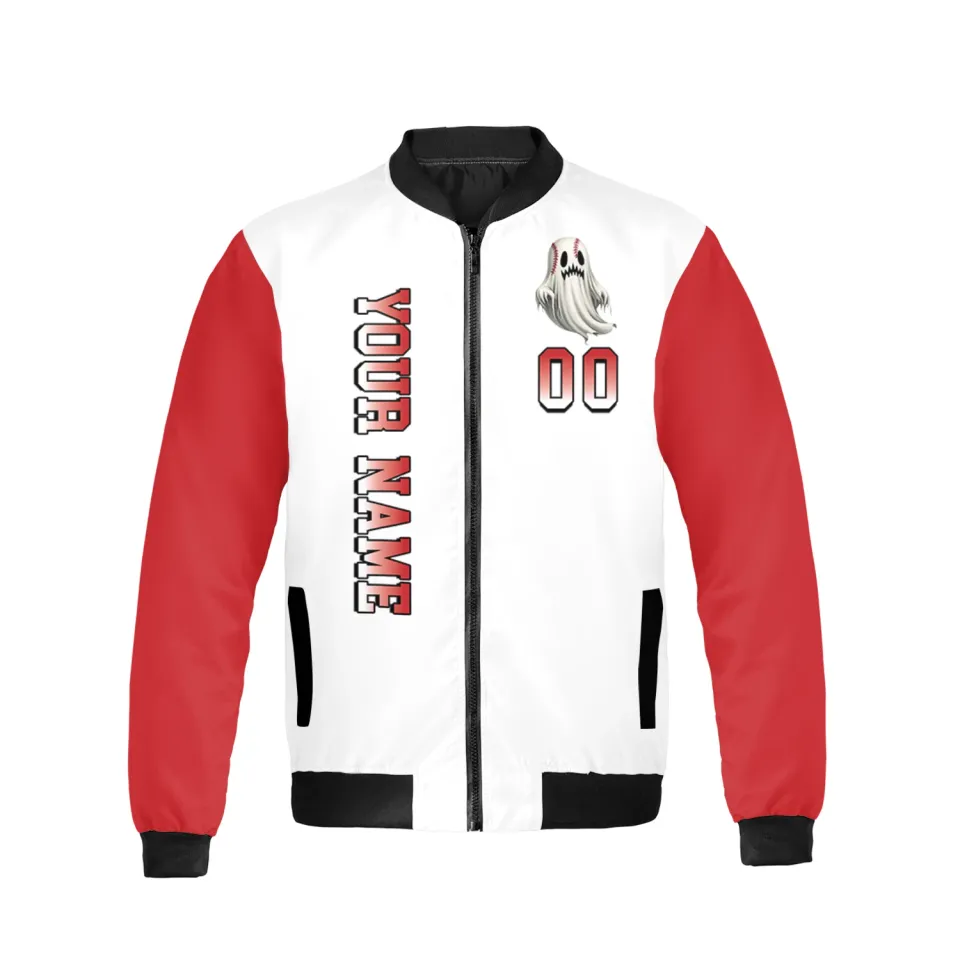 Personalized Halloween Boo Spooky Vibes Bomber Jacket