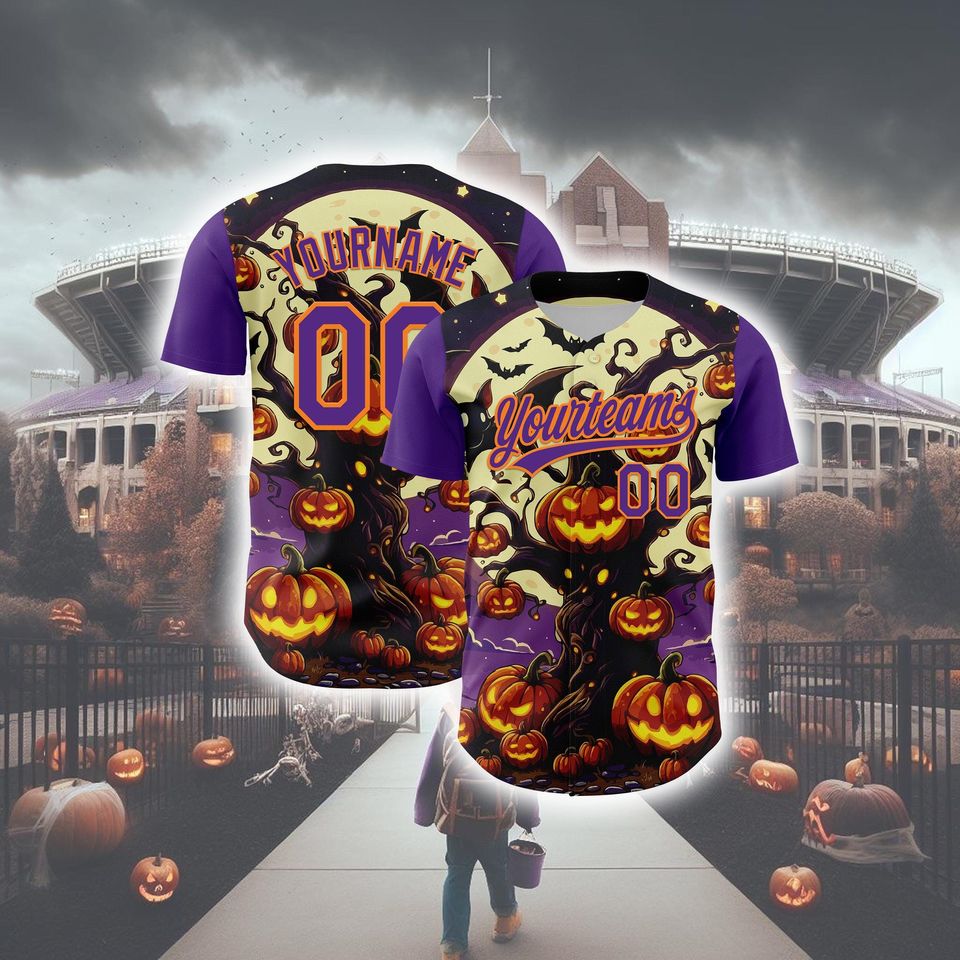 Personalized Halloween Horror Baseball Jersey, Custom Halloween Baseball Jersey