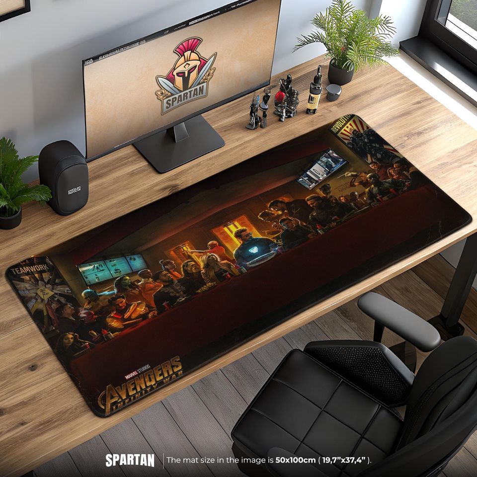 Avengers Last Supper Desk Mat  Marvel Infinity War Mouse Pad, Superhero Gaming Desk Mat, Epic Marvel Fan Gift