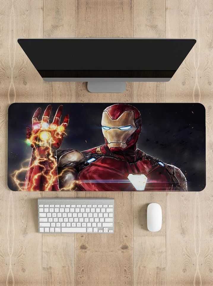 Iron Man Gaming Mouse Pad: Personalized Desk Mat, Stitched Edges