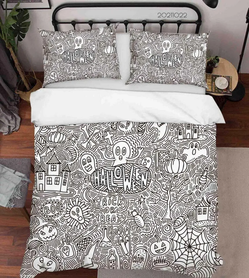 3D Halloween Doodle Quilt Cover Set Bedding Set