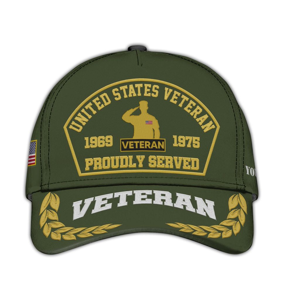 Personalized Embroidered Veterans Hat  Patriotic Cap