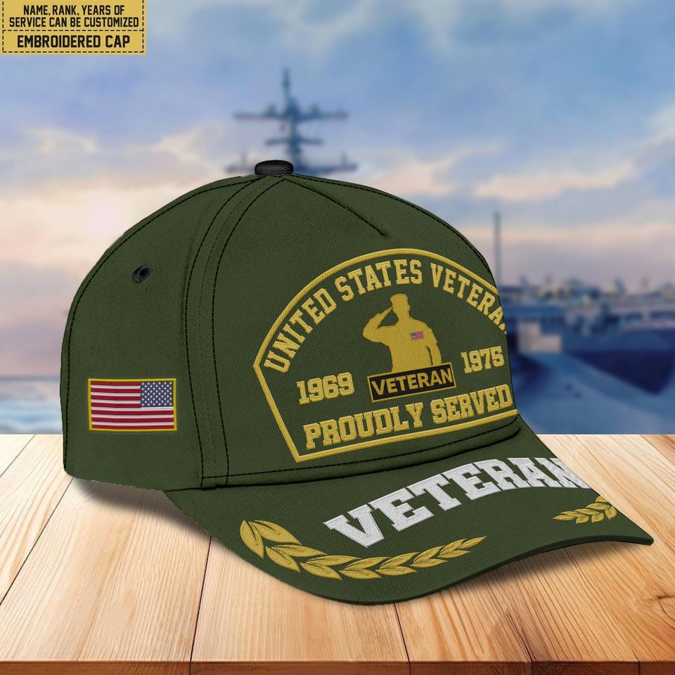 Personalized Embroidered Veterans Hat  Patriotic Cap