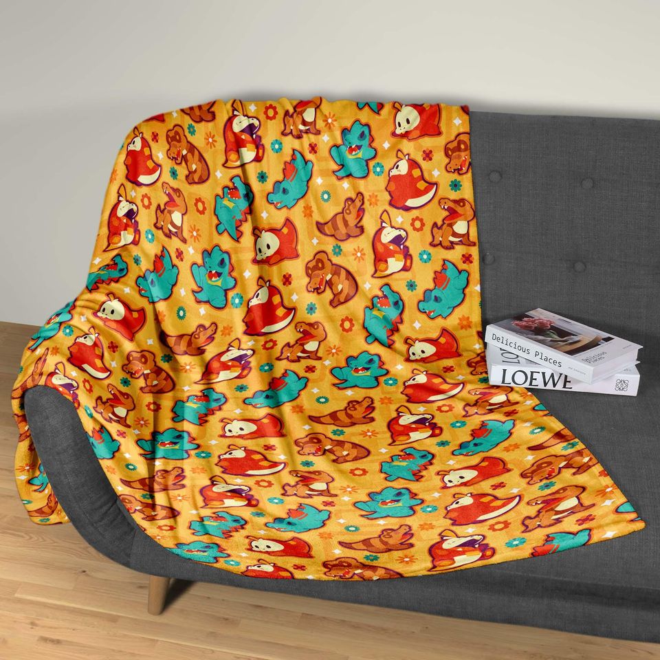 Totodile Fuecoco Fleece Blanket, Topical Throw Blanket