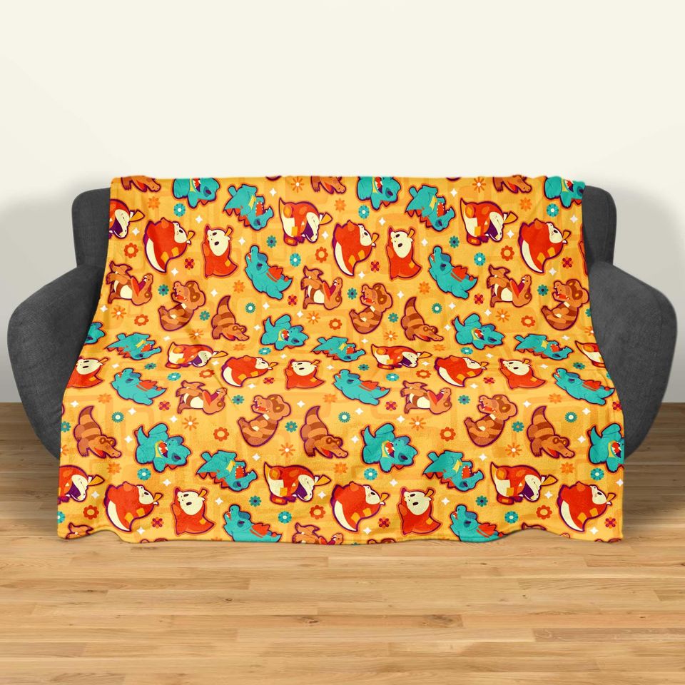 Totodile Fuecoco Fleece Blanket, Topical Throw Blanket