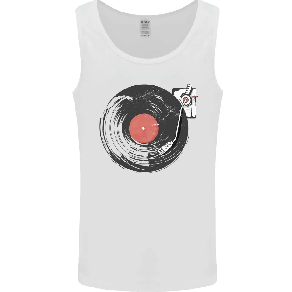 Distressed Vinyl Turntable DJ Men's Tank Top
